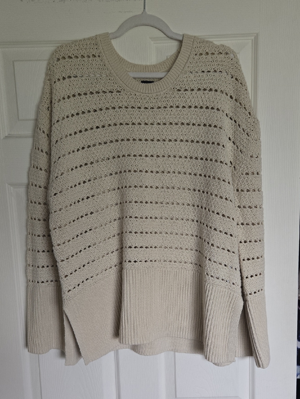 GAP Open-Knit Scoopneck Sweater in Creamy / Oatmeal Large